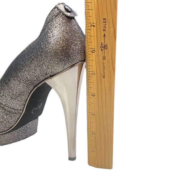 MICHAEL KORS Women Glitter Stilettos Size 8M Silver Heels Platform Elegant - Picture 8 of 11
